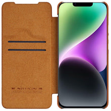 Заредете изображение във визуализатора на галерията – Nillkin Qin Pro Leather Case iPhone 14 6.1 2022 Brown

