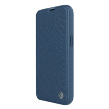 Заредете изображение във визуализатора на галерията – Nillkin Qin Cloth Pro Case Case For iPhone 14 Camera Protector Holster Cover Flip Case Blue
