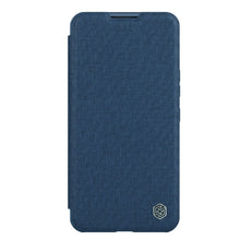 Заредете изображение във визуализатора на галерията – Nillkin Qin Cloth Pro Case Case For iPhone 14 Camera Protector Holster Cover Flip Case Blue
