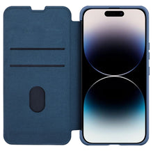 Заредете изображение във визуализатора на галерията – Nillkin Qin Cloth Pro Case Case For iPhone 14 Pro Camera Protector Holster Cover Flip Case Blue
