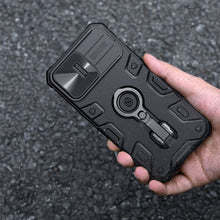 Заредете изображение във визуализатора на галерията – Nillkin CamShield Armor Pro Case for iPhone 14 Pro Armored cover stand ring black
