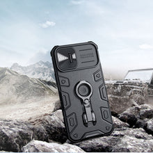 Заредете изображение във визуализатора на галерията – Nillkin CamShield Armor Pro Magnetic Case for iPhone 14 MagSafe armored cover stand ring black
