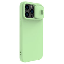 Заредете изображение във визуализатора на галерията – Nillkin CamShield Silky silicone case iPhone 14 Pro Max 6.7 2022 Mint Green
