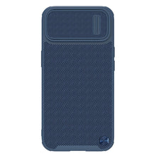 Заредете изображение във визуализатора на галерията – Nillkin Textured S Magnetic Case iPhone 14 MagSafe case with camera cover blue
