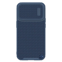 Заредете изображение във визуализатора на галерията – Nillkin Textured S Magnetic Case iPhone 14 Pro Max MagSafe case with camera cover blue
