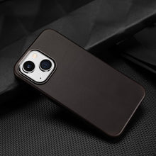 Заредете изображение във визуализатора на галерията – Dux Ducis Naples case for iPhone 14 leather cover (MagSafe compatible) dark brown - TopMag

