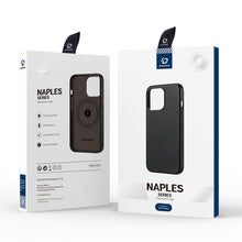 Заредете изображение във визуализатора на галерията – Dux Ducis Naples Case for iPhone 14 Pro Max Leather Cover (MagSafe Compatible) Dark Brown - TopMag
