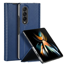 Заредете изображение във визуализатора на галерията – Dux Ducis Bril case for Samsung Galaxy Z Fold4 flip wallet stand blue - TopMag

