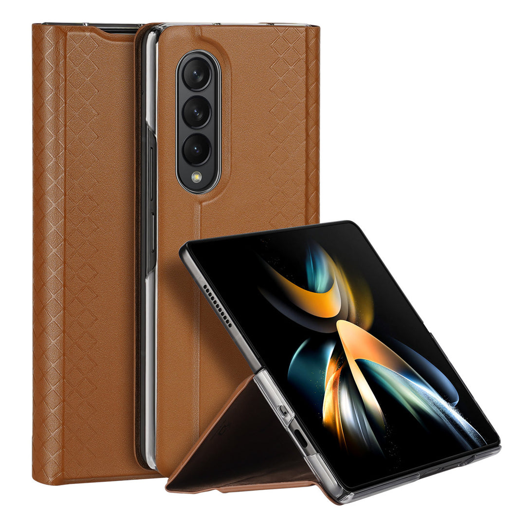 Dux Ducis Bril case for Samsung Galaxy Z Fold4 with a flip wallet stand brown - TopMag
