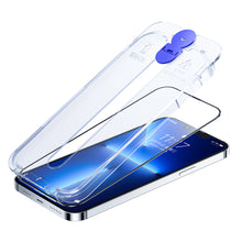 Заредете изображение във визуализатора на галерията – Joyroom Knight glass for iPhone 14 Pro with mounting kit transparent (JR-H10) - TopMag
