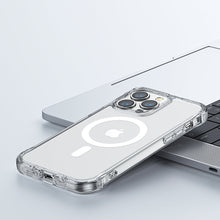 Заредете изображение във визуализатора на галерията – Joyroom Magnetic Defender Magnetic Case for iPhone 14 Armored Case with Hooks Stand Clear (MagSafe Compatible) - TopMag
