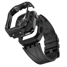 Заредете изображение във визуализатора на галерията – Kingxbar CYF140 2in1 Rugged Case for Apple Watch 8, 7 (45 mm) Stainless Steel with Strap Black
