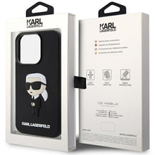 Заредете изображение във визуализатора на галерията – Original Pouch KARL LAGERFELD hardcase Rubber Ikonik 3D KLHCP14X3DRKINK for Iphone 14 Pro Max Black
