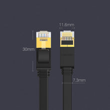 Заредете изображение във визуализатора на галерията – Ugreen Ethernet patch cord U/FTP Cat. 7 10Gb/s flat 1m black (NW106)

