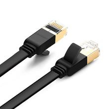 Заредете изображение във визуализатора на галерията – Ugreen Flat Cable Internet Network Cable Ethernet Patchcord RJ45 Cat 7 STP LAN 10 Gbps 3m Black (NW106 11262)
