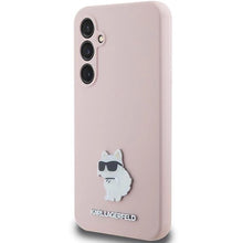 Заредете изображение във визуализатора на галерията – Karl Lagerfeld Silicone Choupette Metal Pin case for Samsung Galaxy S23 FE - pink
