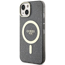 Заредете изображение във визуализатора на галерията – Original Case GUESS hardcase Glitter Gold MagSafe GUHMP14MHCMCGK for Iphone 14 Plus black
