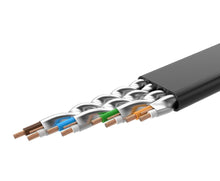 Заредете изображение във визуализатора на галерията – Ugreen Flat Cable Internet Network Cable Ethernet Patchcord RJ45 Cat 7 STP LAN 10 Gbps 10m Black (NW106 11265)
