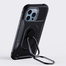 Заредете изображение във визуализатора на галерията – Joyroom Dual Hinge case for iPhone 14 armored case with a stand and a ring holder black
