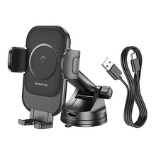 Заредете изображение във визуализатора на галерията – Borofone Car holder BH203 Blue Charm with induction charging to windshield black
