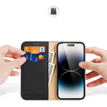 Заредете изображение във визуализатора на галерията – Dux Ducis Hivo iPhone 15 Pro Dux Ducis Hivo RFID Blocking Wallet Case - Black
