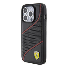 Заредете изображение във визуализатора на галерията – Ferrari Perforated Waves Metal Logo case for iPhone 15 Pro - black
