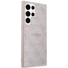 Заредете изображение във визуализатора на галерията – Guess 4G Collection Leather Metal Logo MagSafe Case for Samsung Galaxy S24 Ultra - Pink
