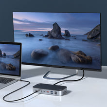 Заредете изображение във визуализатора на галерията – HUB Choetch M52 USB-C - USB-C PD/USB-C/USB-A/HDMI/VGA/DP/SD/TF/RJ45/AUX - gray
