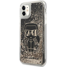 Заредете изображение във визуализатора на галерията – Karl Lagerfeld KLHCN61LGGKBK iPhone 11/ XR black/black hardcase Liquid Glitter Gatsby

