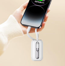 Заредете изображение във визуализатора на галерията – Joyroom powerbank 10000mAh Colorful Series 22.5W with 2 built-in USB C and Lightning cables white (JR-L012)

