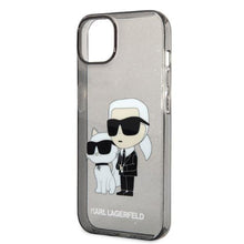 Заредете изображение във визуализатора на галерията – Karl Lagerfeld KLHCP14SHNKCTGK iPhone 14 6.1" black/black hardcase Gliter Karl&amp;Choupette
