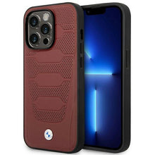 Заредете изображение във визуализатора на галерията – Case BMW BMHMP14X22RPSR iPhone 14 Pro Max 6.7" Burgundy/burgundy Leather Seats Pattern MagSafe
