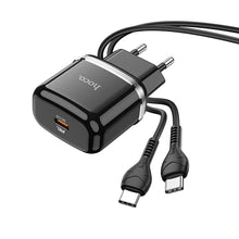 Заредете изображение във визуализатора на галерията – Hoco charger type c pd20w fast charge victorious with cable for type c n24 black

