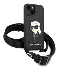 Заредете изображение във визуализатора на галерията – Karl Lagerfeld KLHCP14MSTKMK iPhone 14 Plus 6.7" black/black hardcase Monogram Ikonik Patch
