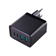 Заредете изображение във визуализатора на галерията – Joyroom charger GaN 67W 4 ports (2x USB, 2x USB C) black (TCG02) + cable USB C - USB C 100W 1.2m
