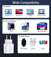 Заредете изображение във визуализатора на галерията – Choetech PD6051 2x USB-C PD 35W GaN wall charger with display - white
