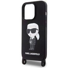 Заредете изображение във визуализатора на галерията – Karl Lagerfeld KLHCP15XSCBSKNK iPhone 15 Pro Max 6.7&quot; hardcase black/black Crossbody Silicone Ikonik
