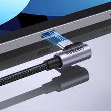 Заредете изображение във визуализатора на галерията – Ugreen US255 USB-C to Angled USB 2.0 CM/M Round Cable Aluminum Shell Nickel Plating 0.5m Gray Black
