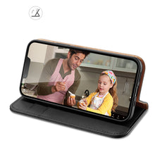 Заредете изображение във визуализатора на галерията – Dux Ducis Hivo Leather Flip Cover Genuine Leather Wallet for Cards and Documents iPhone 14 Black - TopMag

