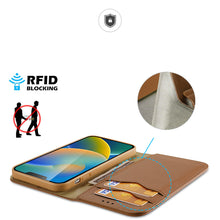 Заредете изображение във визуализатора на галерията – Dux Ducis Hivo Leather Flip Cover Genuine Leather Wallet for Cards and Documents iPhone 14 Brown - TopMag
