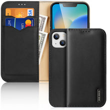 Заредете изображение във визуализатора на галерията – Dux Ducis Hivo Leather Flip Cover Genuine Leather Wallet for Cards and Documents iPhone 14 Plus Black - TopMag
