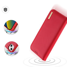 Заредете изображение във визуализатора на галерията – Dux Ducis Hivo Leather Flip Cover Genuine Leather Wallet for Cards and Documents iPhone 14 Plus Red - TopMag
