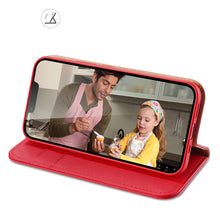 Заредете изображение във визуализатора на галерията – Dux Ducis Hivo Leather Flip Cover Genuine Leather Wallet for Cards and Documents iPhone 14 Plus Red - TopMag

