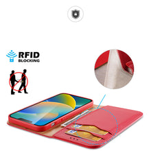 Заредете изображение във визуализатора на галерията – Dux Ducis Hivo Leather Flip Cover Genuine Leather Wallet for Cards and Documents iPhone 14 Plus Red - TopMag
