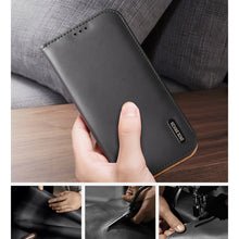 Заредете изображение във визуализатора на галерията – Dux Ducis Hivo Leather Flip Cover Genuine Leather Wallet for Cards and Documents iPhone 14 Pro Black - TopMag
