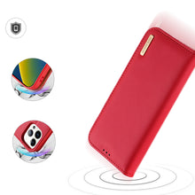Заредете изображение във визуализатора на галерията – Dux Ducis Hivo Leather Flip Cover Genuine Leather Wallet for Cards and Documents iPhone 14 Pro Red - TopMag
