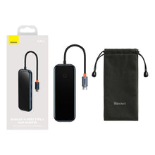 Заредете изображение във визуализатора на галерията – Baseus AcmeJoy HUB 4-port (USB-C to 1x USB-C PD&amp;Data/3x USB3.0) dark gray (WKJZ010313) - TopMag
