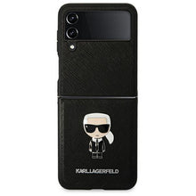 Заредете изображение във визуализатора на галерията – Karl Lagerfeld KLHCZF4IKMSBK F721 Z Flip 4 czarny/black book Saffiano Ikonik Metal
