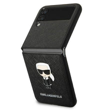 Заредете изображение във визуализатора на галерията – Karl Lagerfeld KLHCZF4IKMSBK F721 Z Flip 4 czarny/black book Saffiano Ikonik Metal
