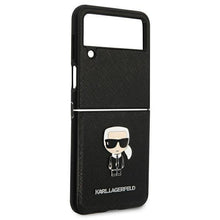 Заредете изображение във визуализатора на галерията – Karl Lagerfeld KLHCZF4IKMSBK F721 Z Flip 4 czarny/black book Saffiano Ikonik Metal
